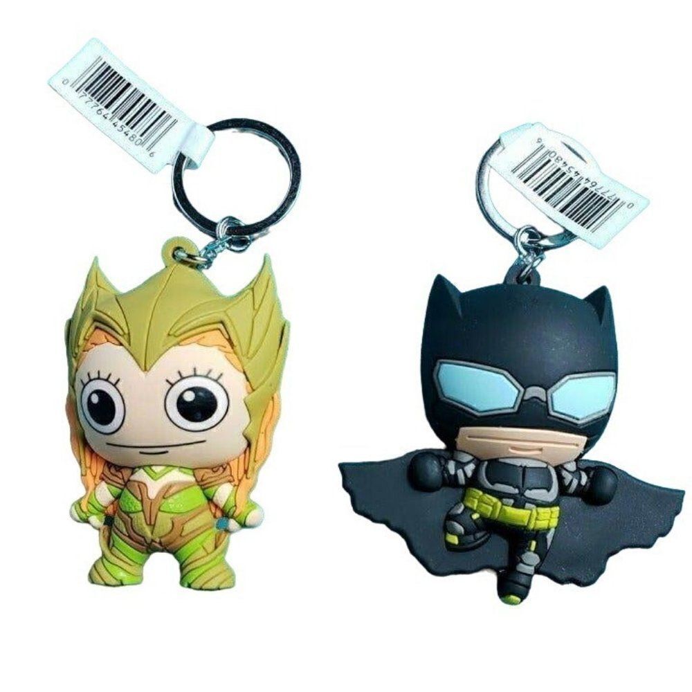 DC Comics Batman and Mera Chase Figural Keychains Key Rings Bundle NWT
